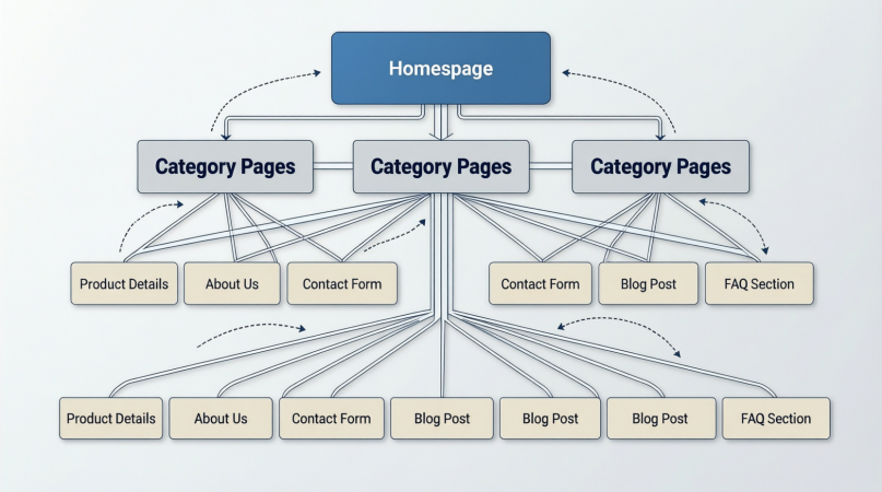 Example of a clear website site structure with logical page hierarchy